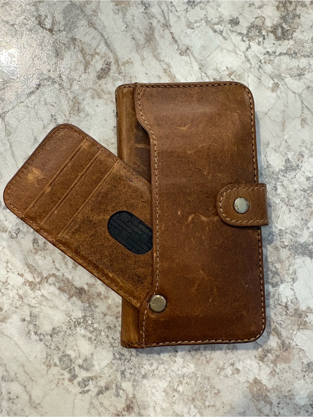 Brown Leather Magnetic Wallet Phone Case